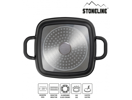 Troškinimo puodas Stoneline Square Pan, Aroma Glass Lid, Rose Gold, 20cm Stoneline