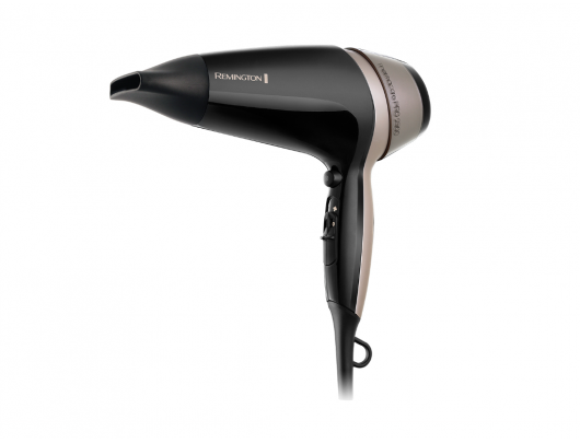 Plaukų džiovintuvas Remington Thermacare PRO 2300 D5715, 2300 W, 3 temperatūros nustatymai, joninė funkcija, difuzoriaus antgalis, juodas.