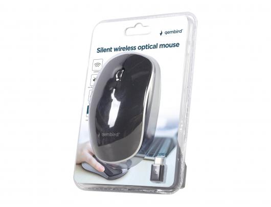 Pelė Gembird Silent Optical Mouse MUSW-4BSC-01 Wireless USB-C Black