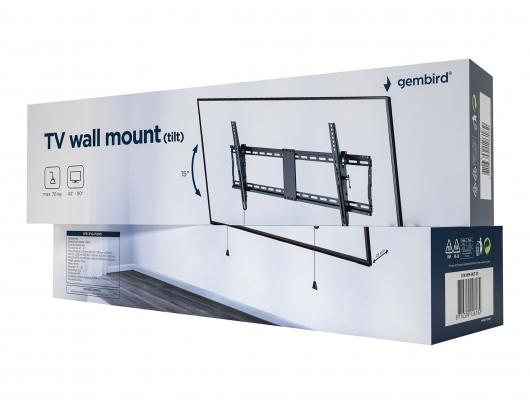Televizoriaus laikiklis Gembird Wall mount WM-90T-01 Tilt 43-90" Maximum weight (capacity) 70 kg Black