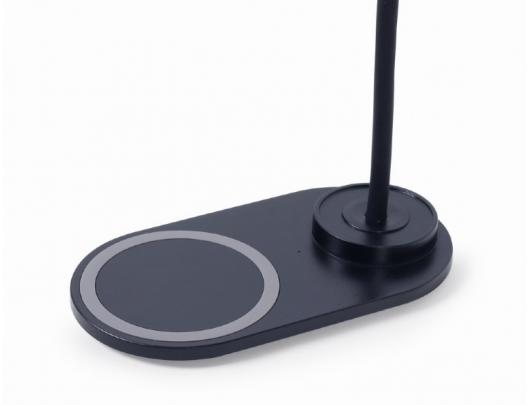 Šviestuvas su belaidžiu įkrovikliu Gembird TA-WPC10-LED-01 Desk lamp with wireless charger, Black Cold white, warm white, natural 2893-7072 K Phone o