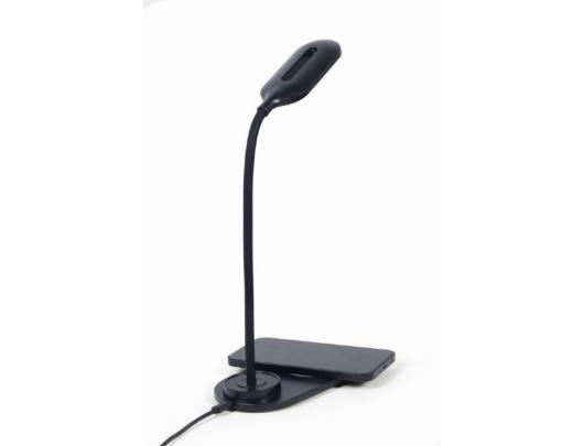 Šviestuvas su belaidžiu įkrovikliu Gembird TA-WPC10-LED-01 Desk lamp with wireless charger, Black Cold white, warm white, natural 2893-7072 K Phone o