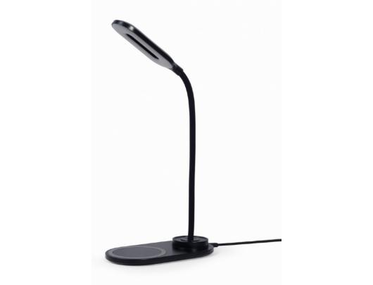 Šviestuvas su belaidžiu įkrovikliu Gembird TA-WPC10-LED-01 Desk lamp with wireless charger, Black Cold white, warm white, natural 2893-7072 K Phone o