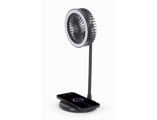 Šviestuvas su belaidžiu įkrovikliu Gembird TA-WPC10-LEDFAN-01 Desktop Fan With Lamp And Wireless Charger N/A Phone or tablet with built-in Qi wireles