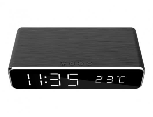 Žadintuvas su belaidžiu įkrovikliu Gembird DAC-WPC-01 Digital alarm clock with wireless charging function Wireless connection