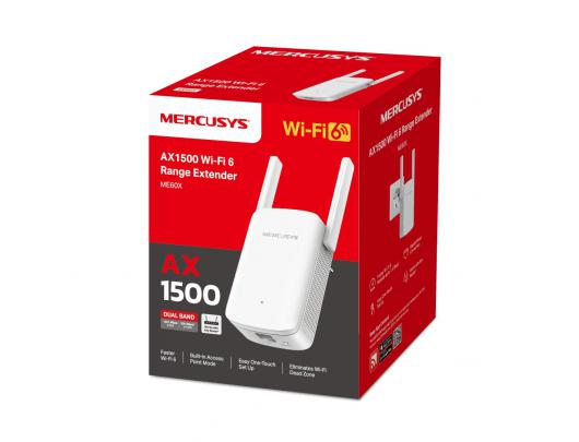 Belaidės prieigos taškas Mercusys AX1500 Wi-Fi 6 Range Extender ME60X 802.11ax 1201 Mbit/s Ethernet LAN (RJ-45) ports 1 MU-MiMO No no PoE Antenna typ