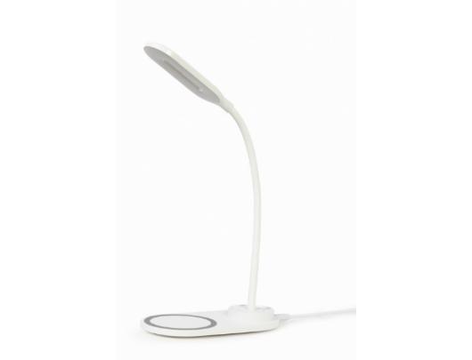 Šviestuvas su belaidžiu įkrovikliu Gembird Desk lamp with wireless charger TA-WPC10-LED-01-W