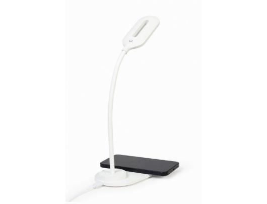 Šviestuvas su belaidžiu įkrovikliu Gembird Desk lamp with wireless charger TA-WPC10-LED-01-W