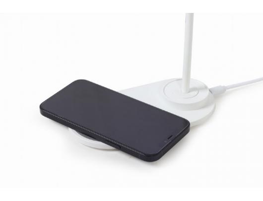 Šviestuvas su belaidžiu įkrovikliu Gembird Desk lamp with wireless charger TA-WPC10-LED-01-W