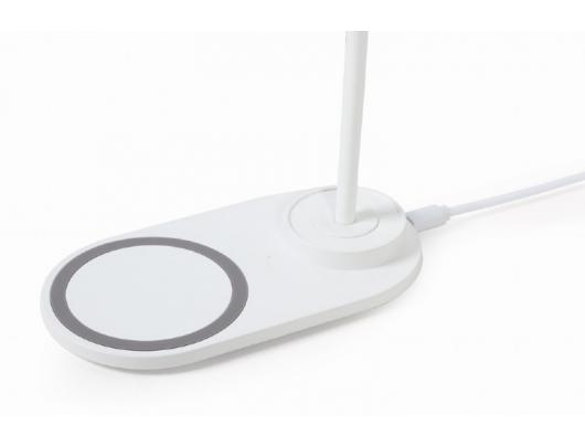 Šviestuvas su belaidžiu įkrovikliu Gembird Desk lamp with wireless charger TA-WPC10-LED-01-W