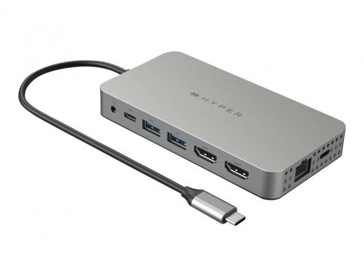 Jungčių stotelė Hyper HyperDrive Universal USB-C 10-in1 Dual HDMI Mobile Dock Ethernet LAN (RJ-45) ports 1 HDMI ports quantity 2