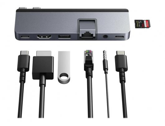 Jungčių stotelė Hyper HyperDrive DUO PRO 7-in-2 USB-C Hub skirta MacBook Air/Pro 2016-2020 Ethernet LAN (RJ-45) ports 1 HDMI ports quantity 1