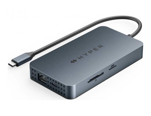 Jungčių stotelė Hyper HyperDrive Dual HDMI 10-in1 Travel Dock skirta M1 MacBook Ethernet LAN (RJ-45) ports 1 HDMI ports quantity 2