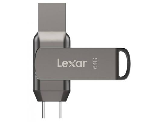USB raktas Lexar 2-in-1 Flash Drive JumpDrive Dual Drive D400 64GB USB 3.1 Grey
