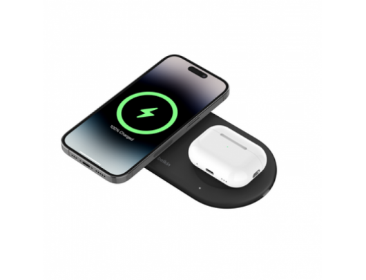 Belaidis įkroviklis Belkin 2-in-1 Wireless Magnetic Charging Station with Qi2 (15W) | WIZ021vfBK