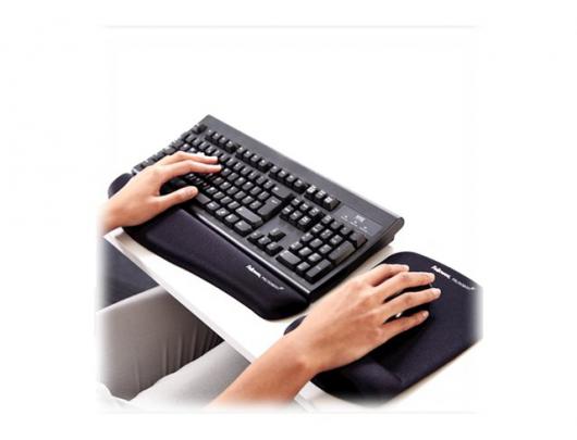 Pelės kilimėlis Fellowes Fellowes PlushTouch Mouse pad with wrist pillow 23.81 cmx18.42 cmx2.54 cm Textile, FoamFusion Black