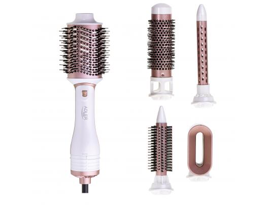 Plaukų formavimo šukos Adler Hair Styler 5 in 1 AD 2027, Number of heating levels 2, 1200 W, Pearl White, Rose Gold