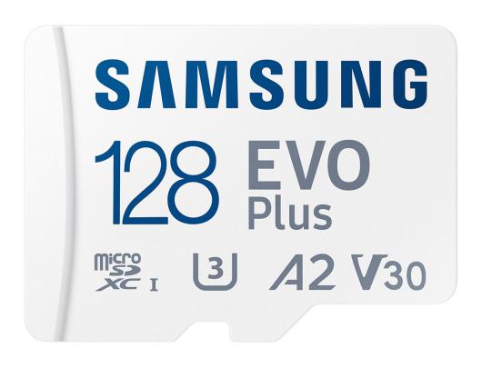Atminties kortelė Samsung EVO Plus Flash memory card 128GB microSDXC UHS-I Memory Card Speed Class A2 / Video Class V30 / UHS-I U3 / Class10