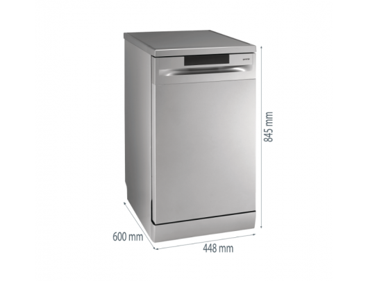Indaplovė Gorenje Essential GS520E15S Width 44.8 cm Height 84.5 cm Class E Eco Programme Rated Capacity 9 Silver