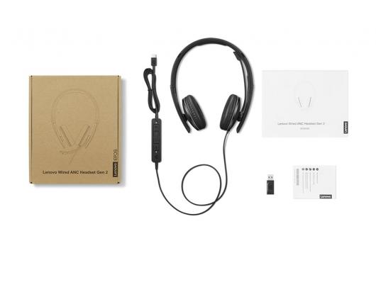 Ausinės Lenovo ANC Headset Gen2 (Teams) 4XD1M45627 Wired Black