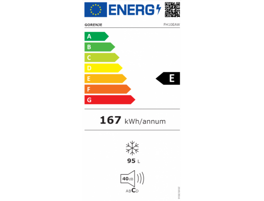 Šaldiklis Gorenje Freezer FH10EAW, Energy efficiency class E, Chest, Free standing, Height 85.4 cm, Total net capacity 95 L, White