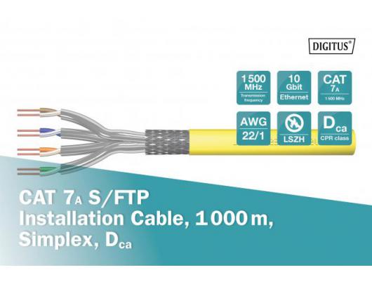 Kabelis Digitus CAT 7a SFTP PiMF Geltona 1000 m