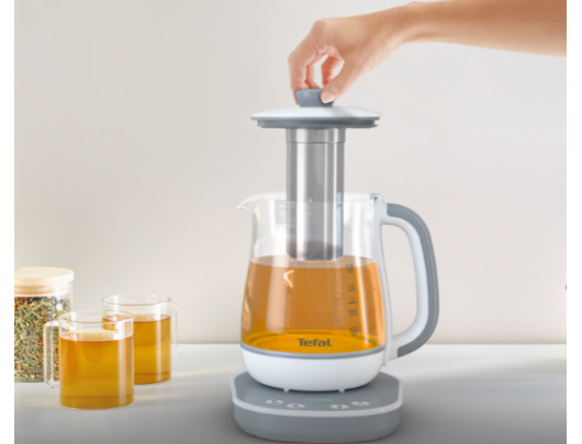 Virdulys TEFAL Tastea Kettle BJ551B10 Tea Kettle 1400 W 1.5 L Glass 360° rotational base Grey/White
