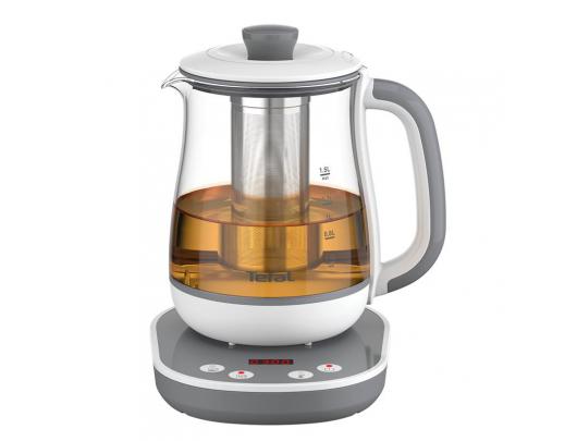 Virdulys TEFAL Tastea Kettle BJ551B10 Tea Kettle 1400 W 1.5 L Glass 360° rotational base Grey/White