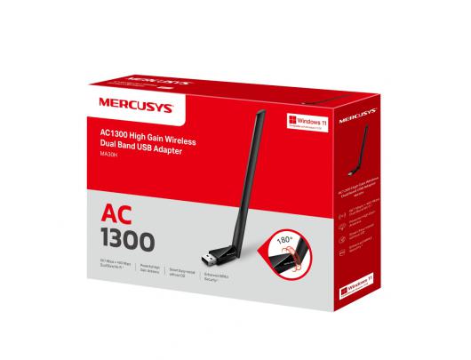 Tinklo adapteris Mercusys AC1300 High Gain Wi-Fi USB Adapter MA30H