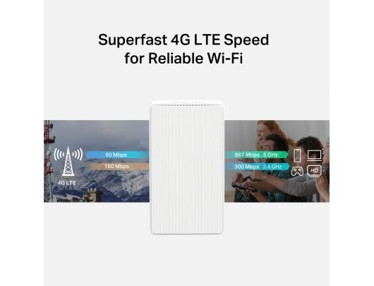 Maršrutizatorius Mercusys MB130-4G AC1200 Wi-Fi 4G LTE Router, Build-In 150Mbps 4G LTE Modem