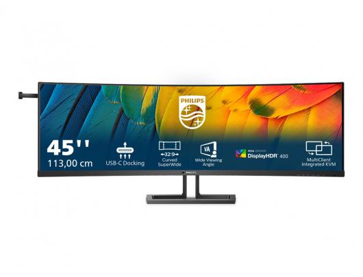 Monitorius Philips | 45B1U6900C | 45 in | VA | Dual Quad HD 5120x1440 at 75 Hz | 450 cd/m² | 2xHDMI, DisplayPort, USB-C | 100 Watt | Height, s