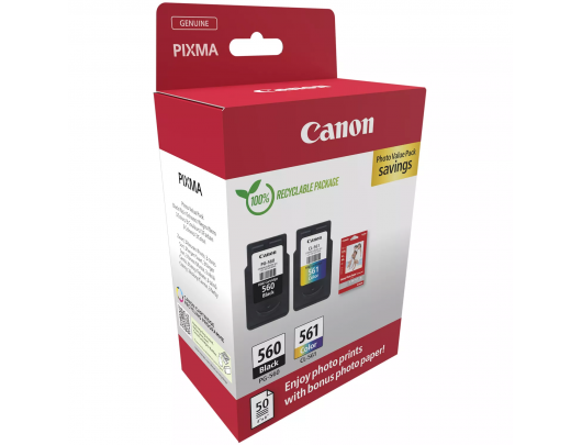 Canon PG-560/CL-561 Ink Cartridge + Photo Paper Value Pack