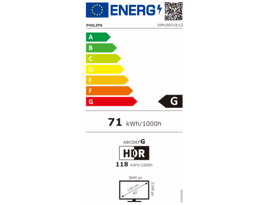 Televizorius Philips Smart TV 50PUS8319 50" 126 cm 4K UHD (2160p) TITAN OS