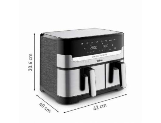 Karšto oro gruzdintuvė TEFAL Fryer | EY905D10 | Capacity 5.2+3.1 L | Hot air technology | Stainless Steel/Black