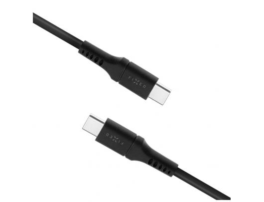 Įkroviklis Fixed | Liquid Silicone Cable USB-C/USB-C, 1.2m, 60W | FIXDLS-CC12-BK