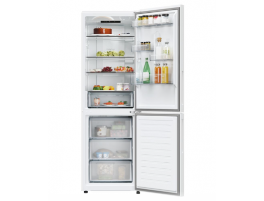 Šaldytuvas Candy CNCQ2T618EW Refrigerator, E, Free standing, Combi, Height 185 cm, Fridge net 235 L, Freezer net 120 L, White