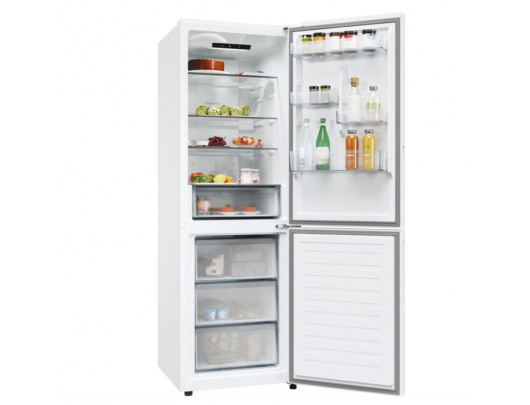 Šaldytuvas Candy CNCQ2T618EW Refrigerator, E, Free standing, Combi, Height 185 cm, Fridge net 235 L, Freezer net 120 L, White