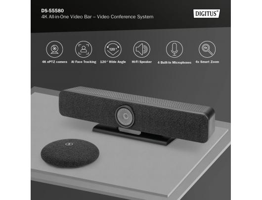 Web kamera Digitus 4K All-in-One Video Bar Pro – Video Conference System, Black/Gray
