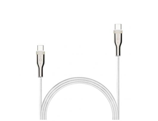 Kabelis FIXED Braided Cable USB-C/USB-C, 1,2m, 100W, White