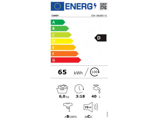 Skalbimo mašina Washing Machine | CS4 1262DE/1-S | Energy efficiency class D | Front loading | Washing capacity 6 kg | 1200 RPM | Depth 45 cm | Width