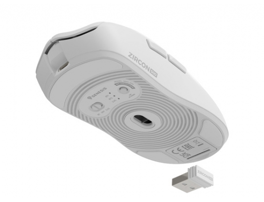Pelė Zircon 500 | Wireless/Wired | Gaming Mouse | 2.4 GHz, Bluetooth, USB | White