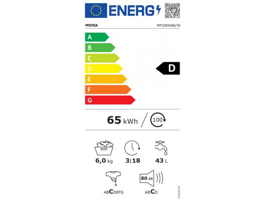 Skalbimo mašina Midea MF100W60/W 6 kg Balta
