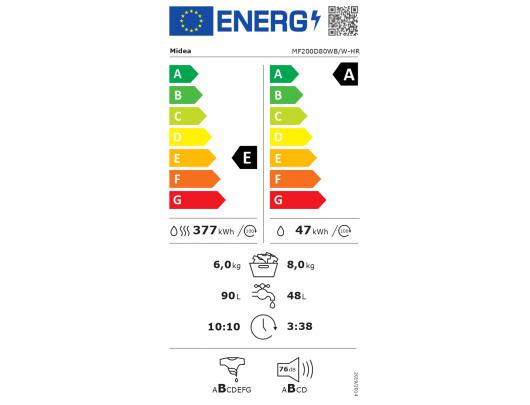 Skalbyklė-džiovyklė Midea MF200D80WB/W 8 kg Balta