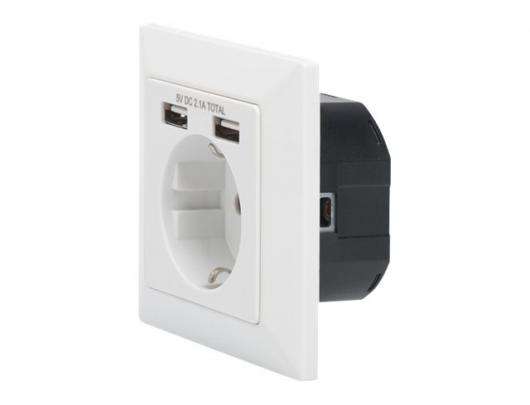 Safety socket skirta flush mounting with 2 USB ports | DA-70613