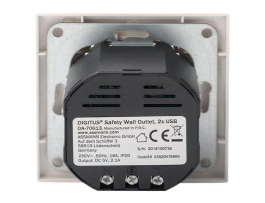 Safety socket skirta flush mounting with 2 USB ports | DA-70613