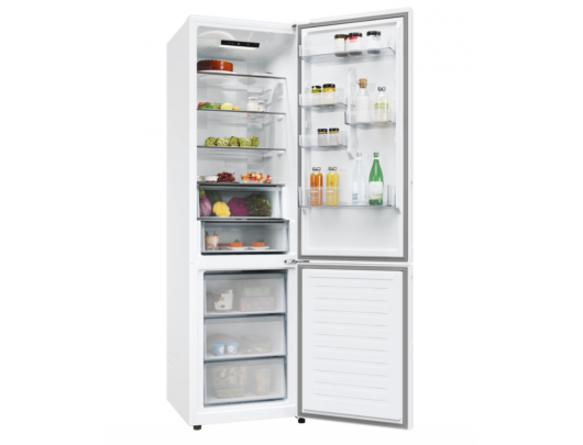 Šaldytuvas Candy CNCQ2T620EW Refrigerator, E, Free standing, Combi, Height 205 cm, Fridge net 289 L, Freezer net 120 L, White