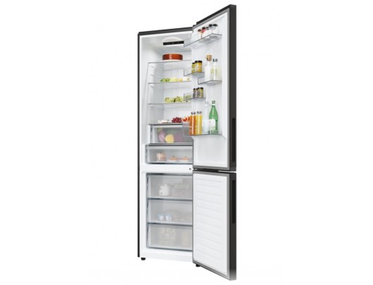 Šaldytuvas Candy CNCQ2T620EB Refrigerator, E, Free standing, Combi, Height 205 cm, Fridge net 289 L, Freezer net 120 L, Black