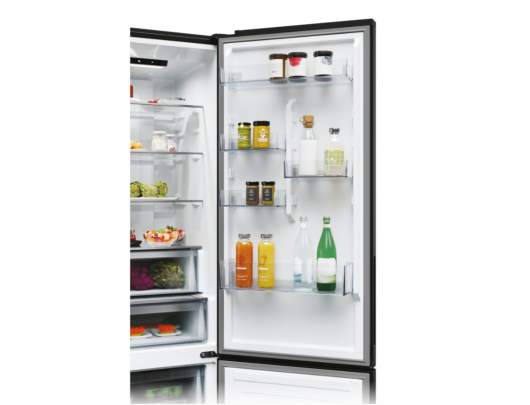 Šaldytuvas Candy CNCQ2T620EB Refrigerator, E, Free standing, Combi, Height 205 cm, Fridge net 289 L, Freezer net 120 L, Black