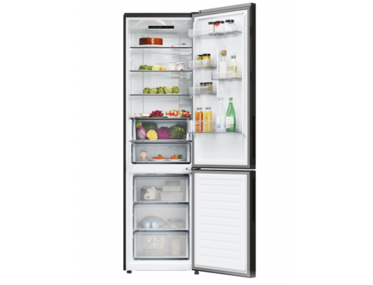 Šaldytuvas Candy CNCQ2T620EB Refrigerator, E, Free standing, Combi, Height 205 cm, Fridge net 289 L, Freezer net 120 L, Black