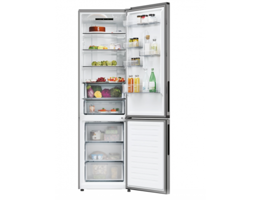 Šaldytuvas Candy CNCQ2T620EX Refrigerator, E, Free standing, Combi, Height 205 cm, Fridge net 289 L, Freezer net 120 L, Stainless Steel